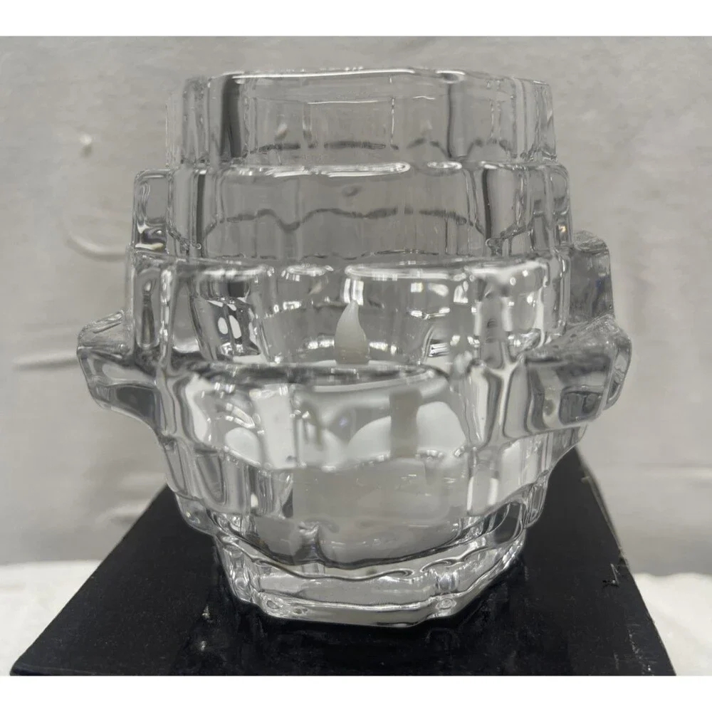 Fitz and Floyd Fairmont Glass Votive Tea Light Barrel Candle Holder w/Box
